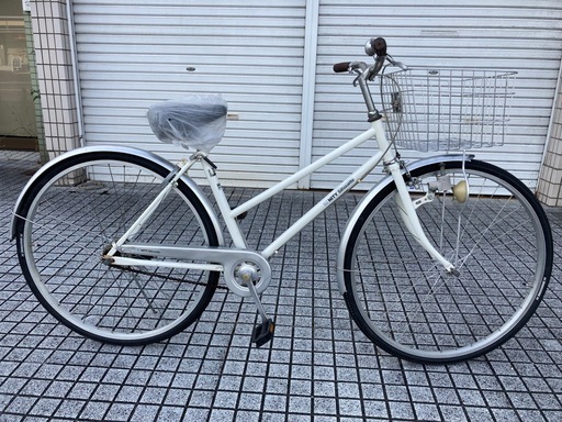 【27インチ自転車】変速なし　前後タイヤ、前カゴ、サドル新品❗️若林自転車　浜大津店　SALE中❗️