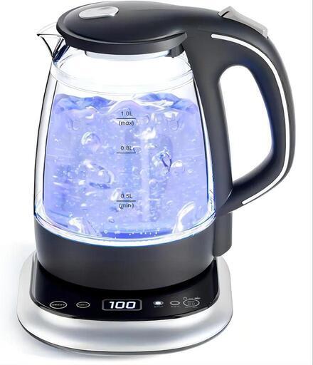 ケトル 温度調節 ガラス 1.0L 【2023年最新昇級版】ケトル 電気 LEDライト付き