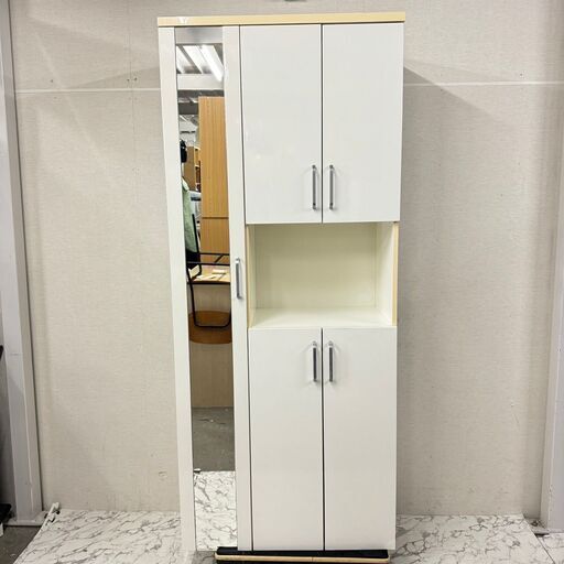 18868  NITORI 姿見付　シューズボックス　幅75   ◆大阪市内・東大阪市他 6,000円以上ご購入で無料配達いたします！◆ ※京都・高槻・枚方方面◆神戸・西宮・尼崎方面◆生駒方面、大阪南部方面　それぞれ条件付き無料配送あり！