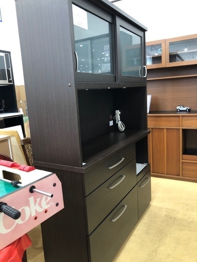 【軽トラック90分無料貸出】ニトリ　2枚扉レンジボード　蒸気ダメージ有り　コパン　120 ダークブラウン　299