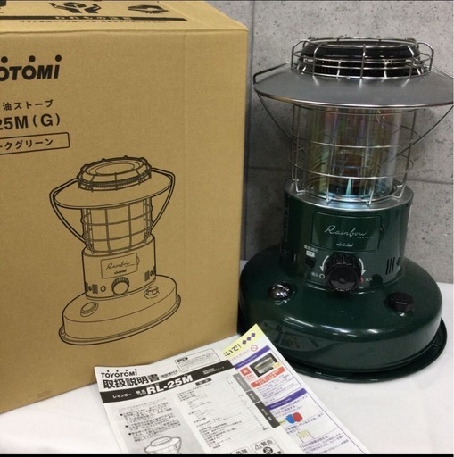 【TOYOTOMI/トヨトミ】美品 rainbow LANTERN/レインボーランタン 自然通気形開放式石油ストーブ 2022年 RL-25M ダークグリーン 9畳 7畳