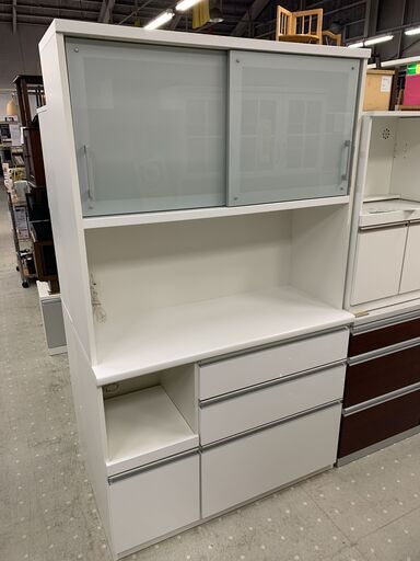 ★来店限定★　松田家具 キッチンボード ホワイト ソフトクローズ モイス付き