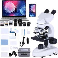 複合型双眼顕微鏡 40X~2000倍 デュアルLED照明顕微鏡 XY軸ローディングステージ 