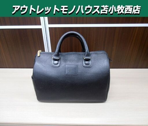 バーバリー ミニボストン バッグ ブラック/黒 Burberrys レザー ノバチェック ハンドバッグ 苫小牧西店