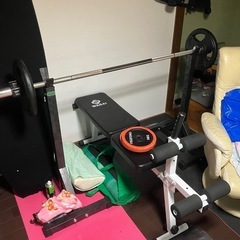 筋トレ一式　バーベル　ベンチシート
