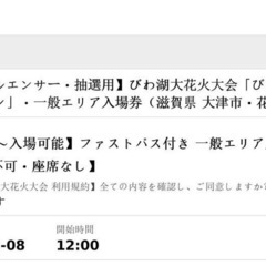 【ネット決済・配送可】びわ湖大花火大会８月８日チケット2枚