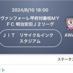 ヴァンフォーレ甲府　対　藤枝MYFC　18時〜　8月10日　2枚