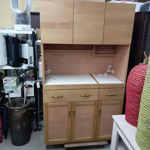 株式会社東馬 キッチンボード 横幅104.5cm 奥行き46.5cm 高さ176cm ナチュラルブラウン 食器棚