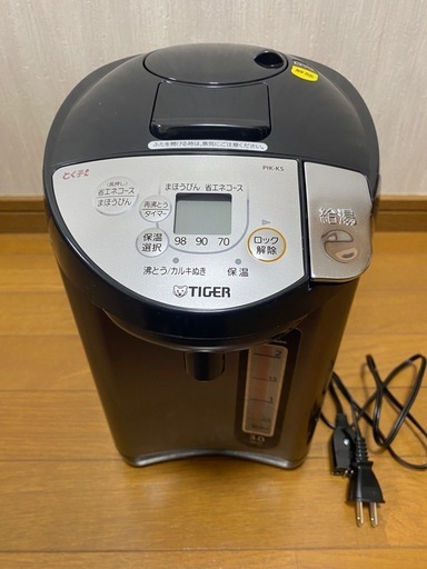 2022年製タイガー魔法瓶 電気ポット 3.0L  PIK-KS30 Kブラック【ケーズデンキオリジナルモデル】(0724c)