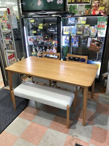 ダイニングセット 4人用 木製 ナチュラル W(幅)150.0×D(奥行き)80.0×H(高さ)70.0cm ※クリーニング済み