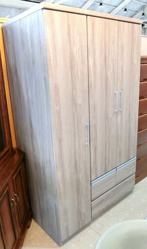★美品★ワードローブ ワイドタイプ グレー 引出収納付【モノ市場東海店】
