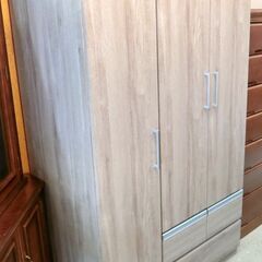 ★美品★ワードローブ ワイドタイプ グレー 引出収納付【モノ市場東海店】