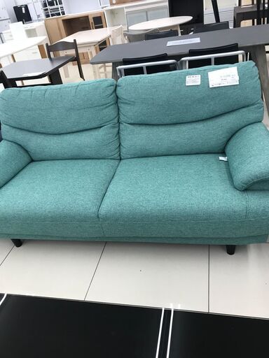 ★ジモティ割あり★  2人掛けソファ ターコイズ H83×D84×W175.5 クリーニング済み HJ3849