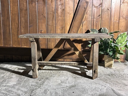 ●古い 木製 ベンチ 長椅子 幅92cm 花台 飾り台 腰掛け 古道具 昭和レトロ 古家具