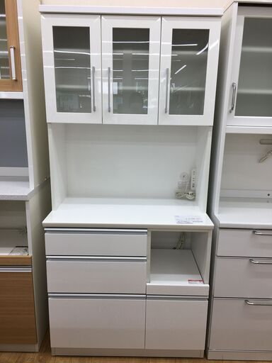 ★ジモティ割あり★ ニトリ　NITORI　 食器棚 ホワイト W90×D51×H191 クリーニング済み SJ6299