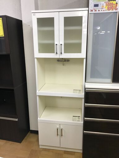 【FU902】★ 食器棚   ホワイト  1人暮らし 2人暮らし コンパクト シンプル おしゃれ 収納家具 キッチン家具 クリーニング済 堺市 深井 【ジャングルジャングル深井店】