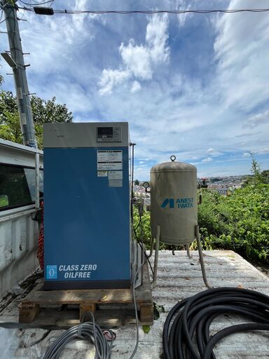 アネスト岩田 エアーコンプレッサー SLP-37EFD　 三相200V 60HZ 3.7kw　サブ　タンク　SAT-802-100　80L