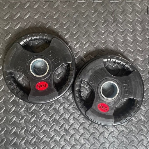 新品】バーベルプレート 5kg×2枚 ラバー オリンピックシャフト Φ50mm