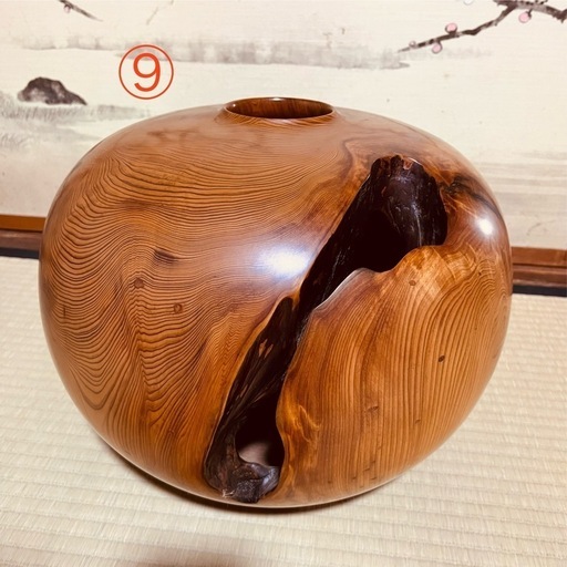 世界自然遺産屋久島 屋久杉 工芸品 壺と台 屋久杉工芸品壺