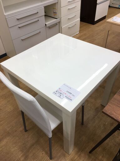 ★ジモティ割あり★  ダイニングセット1人用 ホワイト W80×D80×H71 クリーニング済み SJ6301
