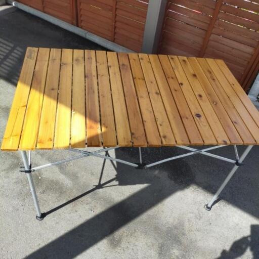 中古品　コールマン ナチュラルウッドロールテーブル110