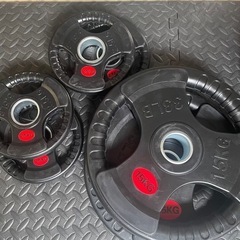 【新品】バーベルプレート［40kgセット］ラバー オリンピックシャフト Φ50mm