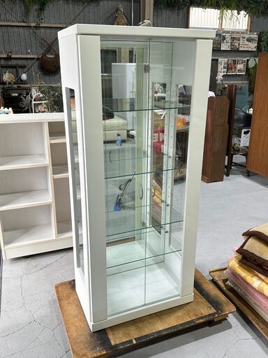 ★コレクションケース★ シンフォニー ホワイト W60cm ガラスケース ガラスキャビネット 飾り棚 インテリア