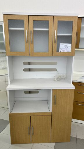 ★ジモティ割あり★  レンジボード 白・茶 H180×D42×W90 クリーニング済み TC821