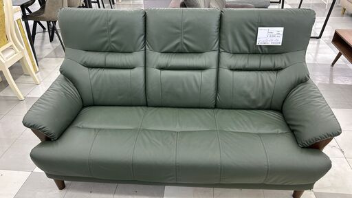 ★ジモティ割あり★  ３人掛けソファー 緑 H93×D68×W176 クリーニング済み TC840