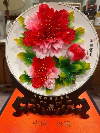 中国洛陽名物牡丹磁ボタン花平面彫刻　レリーフ　立体彫刻　プレゼント花　磁器陶磁 中国洛陽名物牡丹磁ボタン花平面彫刻レリーフ立体彫刻プレゼント