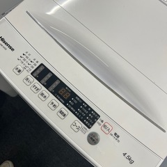 2022年製全自動洗濯機 洗濯4.5kg 最短10分洗濯  HW-K45E ホワイト  洗濯機 4.5kg 洗濯 脱水 ステンレス槽 槽洗浄 槽乾燥  風乾燥 