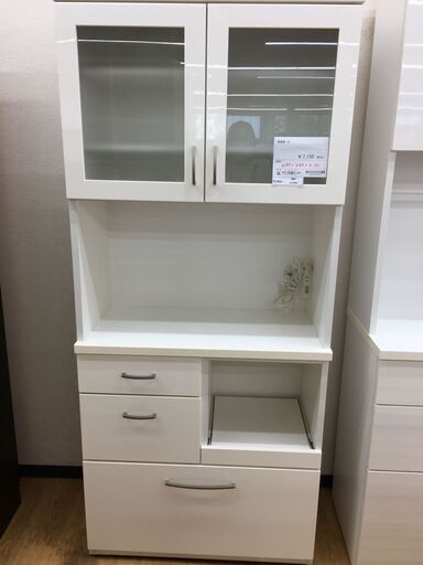 ★ジモティ割あり★  食器棚 ホワイト W80×D43×H181 クリーニング済み SJ6308