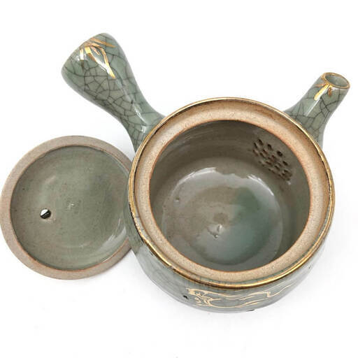 茶器揃い ①急須 ②湯冷まし ③湯呑み茶碗 「金彩・走り駒（左馬）・貫入」 ss6611 大堀相馬焼 急須＆湯呑 6点セット 大堀焼 青ひび 貫入 走り駒