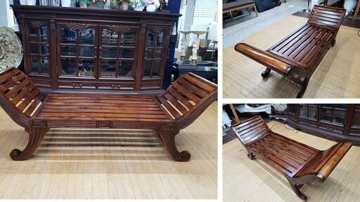 彫刻　アンティーク　木製　チェスト　ベンチ　飾り棚　インドネシア家具　アジア家具 彫刻 アンティーク 木製 チェスト ベンチ 飾り棚 インドネシア家具