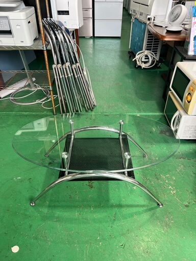 大阪❗️♻️エコマックス♻️配送も可⭕️「S487」ラウンドガラスローテーブル