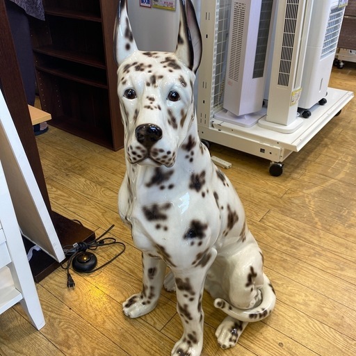 犬の置き物 陶器 ぶち柄 大型 高さ約84cm  オーナメント インテリア ガーデンマスコット ディスプレイNO.1193
