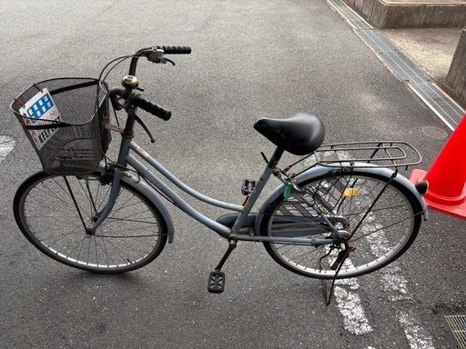 自転車　26インチ　水色　鍵あり、カゴあり