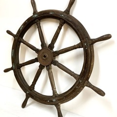 【直接引き取り限定】特大！◆木製ラット◆船舶用ハンドル 舵 大型舵輪 直径120cm 店舗ディスプレイ