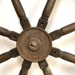 【直接引き取り限定】特大！◆木製ラット◆船舶用ハンドル 舵 大型舵輪 直径120cm 店舗ディスプレイ