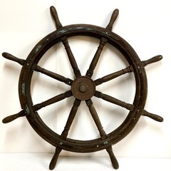 【直接引き取り限定】特大！◆木製ラット◆船舶用ハンドル 舵 大型舵輪 直径120cm 店舗ディスプレイ