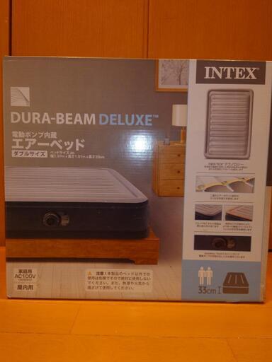 値下げ！　未使用　エアーベッド　ダブル　電動ポンプ内蔵 キャンプ　INTEX DURA-BEAM DELUXE