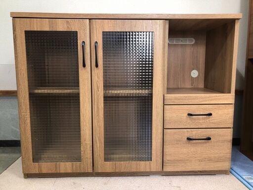 【糸島市内 送料無料】　キッチン カウンターボード 食器棚 レンジボード レンジ台 キッチンボード オープンボード 120cm幅 収納 引き出し　48209-1-01