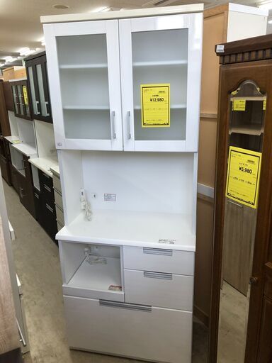ニトリ キッチンボード ダリア80 幅80cm レンジボード 食器棚 システムキッチンボード おしゃれ 大型家具 収納キッチン ホワイト 新生活 クリーニング済 堺市 石津【ジャングルジャングル石津店】