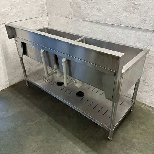 tanico】 タニコー ステンレス製 2槽シンク 厨房用品 業務用 バック