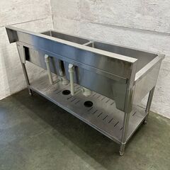 【tanico】 タニコー ステンレス製 2槽シンク 厨房用品 業務用 バックガードあり 1500×600 N0280