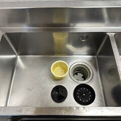 【tanico】 タニコー ステンレス製 2槽シンク 厨房用品 業務用 バックガードあり 1500×600 N0280