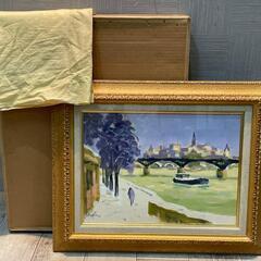 【 全国発送可能！】渡部耿贇作 真作 『雪のセーヌ』油絵 サイン有 黄袋付♪