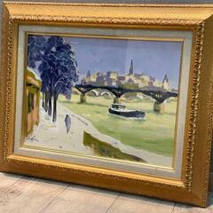 【 全国発送可能！】渡部耿贇作 真作 『雪のセーヌ』油絵 サイン有 黄袋付♪