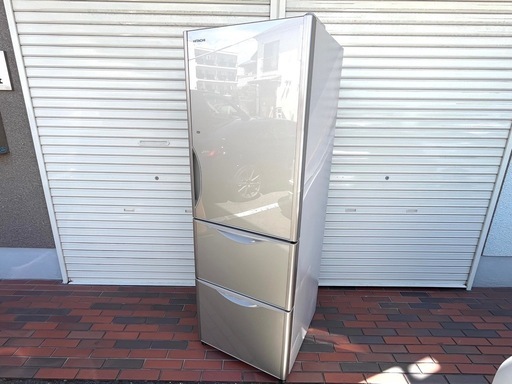 ★美品★HITACHI 日立3ドア 冷凍冷蔵庫 375L R-S3800HV XN クリスタルブラウン クリスタルドア