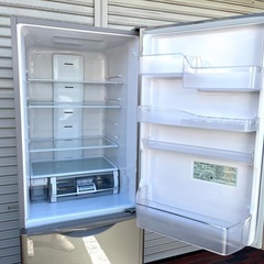 ★美品★HITACHI 日立3ドア 冷凍冷蔵庫 375L R-S3800HV XN クリスタルブラウン クリスタルドア 